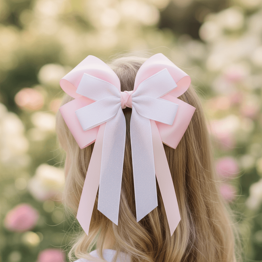 Classic pink and white ribbon bow design
